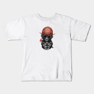 Cute Baby Gorilla Firefighter Kids T-Shirt